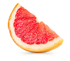 one slice of grapefruit on a white isolated background