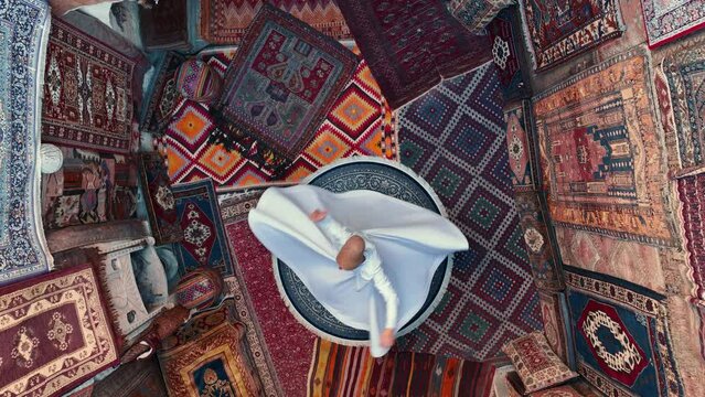 Aerial view of Sufi Whirling Dervish, Turkey