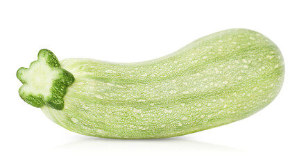 one whole zucchini on a white isolated background