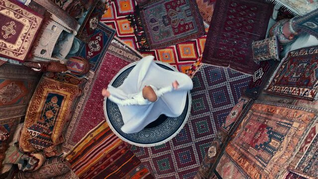 Aerial view of Sufi Whirling Dervish, Turkey