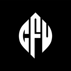 Obraz premium CFV circle letter logo design with circle and ellipse shape. CFV ellipse letters with typographic style. The three initials form a circle logo. CFV Circle Emblem Abstract Monogram Letter Mark Vector.