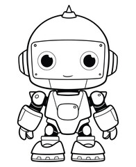 Robot coloring page, isolated coloring book. Color pages for kids featuring an isolated robot toy.