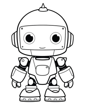 Robot coloring page, isolated coloring book. Color pages for kids featuring an isolated robot toy.