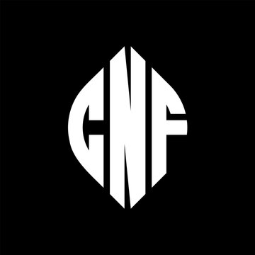 CNF circle letter logo design with circle and ellipse shape. CNF ellipse letters with typographic style. The three initials form a circle logo. CNF Circle Emblem Abstract Monogram Letter Mark Vector.