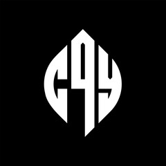 CQY circle letter logo design with circle and ellipse shape. CQY ellipse letters with typographic style. The three initials form a circle logo. CQY Circle Emblem Abstract Monogram Letter Mark Vector.