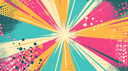 A pop art style with colorful bubbles and geometric shapes background. Cartoon banner background, copy paste area for text or sign	