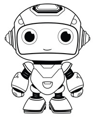 Robot coloring page, isolated coloring book. Color pages for kids featuring an isolated robot toy.