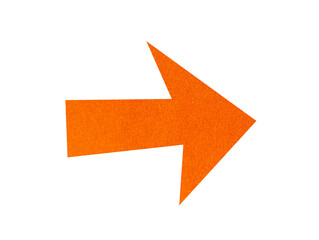 Orange paper arrow sign on transparent background