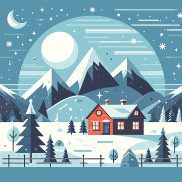 Free vector drawn chill winter landscape wallpaper