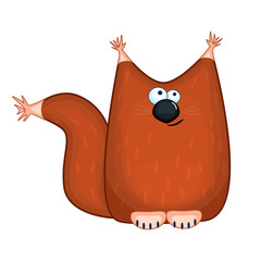 Squirrel isolated on white background. Funny chanterelle in cartoon style. Cute brown squirrel character. Stylized chanterelle front view. Stock vector illustration