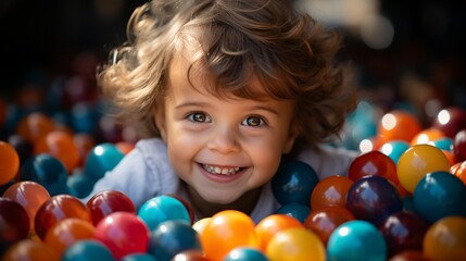 Fototapeta na wymiar Child playing with balls