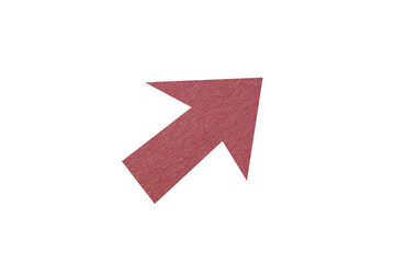 Red paper arrow sign on transparent background
