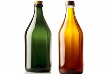 Two bottles isolated on white. Contains clipping path. Generative AI