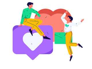 Happy Valentine's Day flat character vector concept business hand drawn illustration
