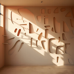 Abstract shapes created by shadows on a wall.