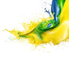 a yellow and green paint splashing