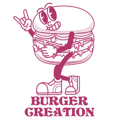 Burgers Character Design With Slogan Burger creation
