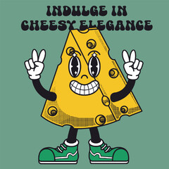 Cheese Character Design With Slogan Indulge in cheesy elegance