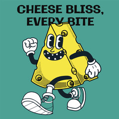 Cheese Character Design With Slogan Cheese bliss, every bite