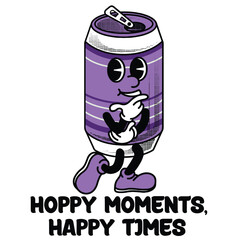 Beer Character Design With Slogan Hoppy moments, happy times