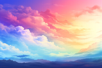 Naklejka premium The scenery that can see many pastel clouds floating in the sky.