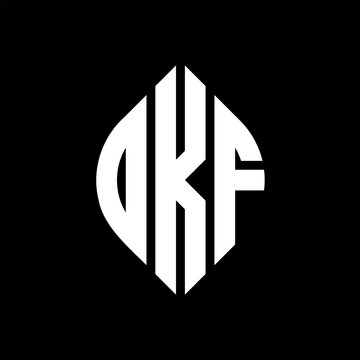 DKF circle letter logo design with circle and ellipse shape. DKF ellipse letters with typographic style. The three initials form a circle logo. DKF circle emblem abstract monogram letter mark vector.