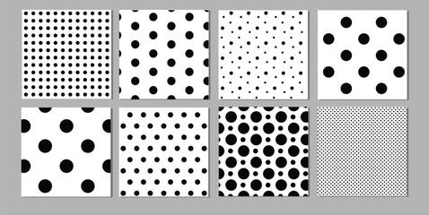 Polka dot pattern set vector
