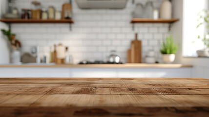 Modern White Kitchen Countertop, Empty Space, Minimalistic Design