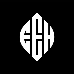 Obraz premium EEH circle letter logo design with circle and ellipse shape. EEH ellipse letters with typographic style. The three initials form a circle logo. EEH Circle Emblem Abstract Monogram Letter Mark Vector.