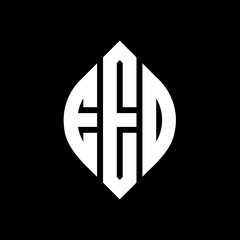 EED circle letter logo design with circle and ellipse shape. EED ellipse letters with typographic style. The three initials form a circle logo. EED Circle Emblem Abstract Monogram Letter Mark Vector.