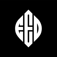 Fototapeta premium EEO circle letter logo design with circle and ellipse shape. EEO ellipse letters with typographic style. The three initials form a circle logo. EEO Circle Emblem Abstract Monogram Letter Mark Vector.
