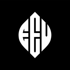 EEV circle letter logo design with circle and ellipse shape. EEV ellipse letters with typographic style. The three initials form a circle logo. EEV Circle Emblem Abstract Monogram Letter Mark Vector.