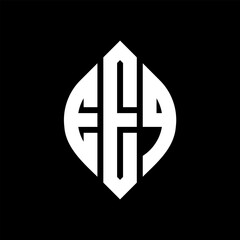 Obraz premium EEQ circle letter logo design with circle and ellipse shape. EEQ ellipse letters with typographic style. The three initials form a circle logo. EEQ Circle Emblem Abstract Monogram Letter Mark Vector.