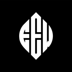 Obraz premium EEW circle letter logo design with circle and ellipse shape. EEW ellipse letters with typographic style. The three initials form a circle logo. EEW Circle Emblem Abstract Monogram Letter Mark Vector.