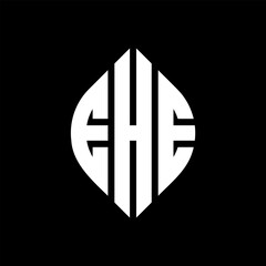 Obraz premium EHE circle letter logo design with circle and ellipse shape. EHE ellipse letters with typographic style. The three initials form a circle logo. EHE Circle Emblem Abstract Monogram Letter Mark Vector.