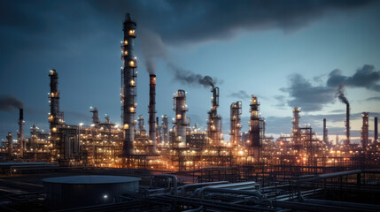 Obraz na płótnie Canvas Petrochemical refinery factory industrial chemical oil plant