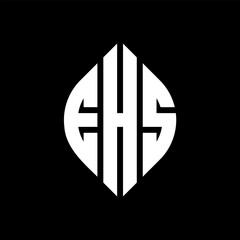 Fototapeta premium EHS circle letter logo design with circle and ellipse shape. EHS ellipse letters with typographic style. The three initials form a circle logo. EHS Circle Emblem Abstract Monogram Letter Mark Vector.