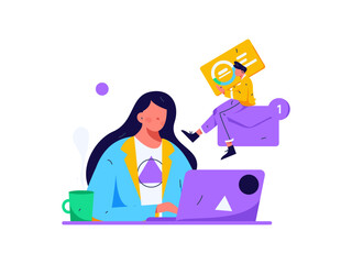 Flat vector illustration of business people operating work scene
