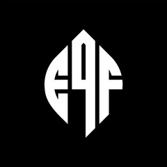 Obraz premium EQF circle letter logo design with circle and ellipse shape. EQF ellipse letters with typographic style. The three initials form a circle logo. EQF Circle Emblem Abstract Monogram Letter Mark Vector.