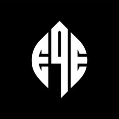 EQE circle letter logo design with circle and ellipse shape. EQE ellipse letters with typographic style. The three initials form a circle logo. EQE Circle Emblem Abstract Monogram Letter Mark Vector.