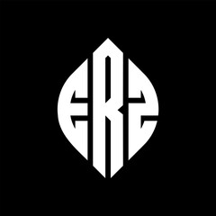 Obraz premium ERZ circle letter logo design with circle and ellipse shape. ERZ ellipse letters with typographic style. The three initials form a circle logo. ERZ Circle Emblem Abstract Monogram Letter Mark Vector.