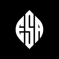 ESA circle letter logo design with circle and ellipse shape. ESA ellipse letters with typographic style. The three initials form a circle logo. ESA Circle Emblem Abstract Monogram Letter Mark Vector.