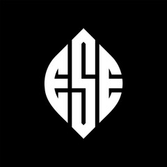 Obraz premium ESE circle letter logo design with circle and ellipse shape. ESE ellipse letters with typographic style. The three initials form a circle logo. ESE Circle Emblem Abstract Monogram Letter Mark Vector.