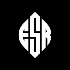 ESR circle letter logo design with circle and ellipse shape. ESR ellipse letters with typographic style. The three initials form a circle logo. ESR Circle Emblem Abstract Monogram Letter Mark Vector.