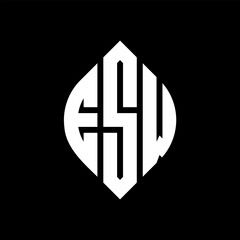 Obraz premium ESW circle letter logo design with circle and ellipse shape. ESW ellipse letters with typographic style. The three initials form a circle logo. ESW Circle Emblem Abstract Monogram Letter Mark Vector.