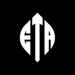 ETA circle letter logo design with circle and ellipse shape. ETA ellipse letters with typographic style. The three initials form a circle logo. ETA Circle Emblem Abstract Monogram Letter Mark Vector. - obrazy, fototapety, plakaty