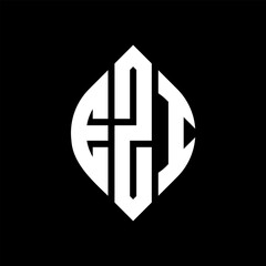 Obraz premium EZI circle letter logo design with circle and ellipse shape. EZI ellipse letters with typographic style. The three initials form a circle logo. EZI Circle Emblem Abstract Monogram Letter Mark Vector.