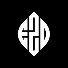 Obraz premium EZD circle letter logo design with circle and ellipse shape. EZD ellipse letters with typographic style. The three initials form a circle logo. EZD Circle Emblem Abstract Monogram Letter Mark Vector.