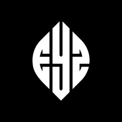 EYZ circle letter logo design with circle and ellipse shape. EYZ ellipse letters with typographic style. The three initials form a circle logo. EYZ Circle Emblem Abstract Monogram Letter Mark Vector.