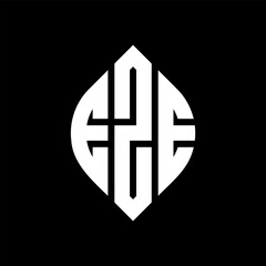 Obraz premium EZE circle letter logo design with circle and ellipse shape. EZE ellipse letters with typographic style. The three initials form a circle logo. EZE Circle Emblem Abstract Monogram Letter Mark Vector.